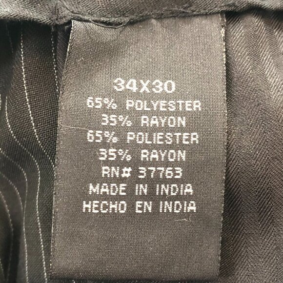 Perry Ellis Portfolio Black Pin Striped Dress Slacks Size 34 X 30 - Picture 7 of 7